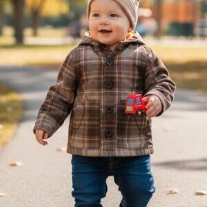 OshKosh Plaid Hooded Jacket size 18 Months